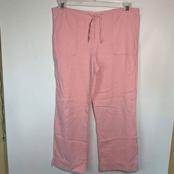 Steps Pink Linen Pull On Pant - Picture 1 of 4